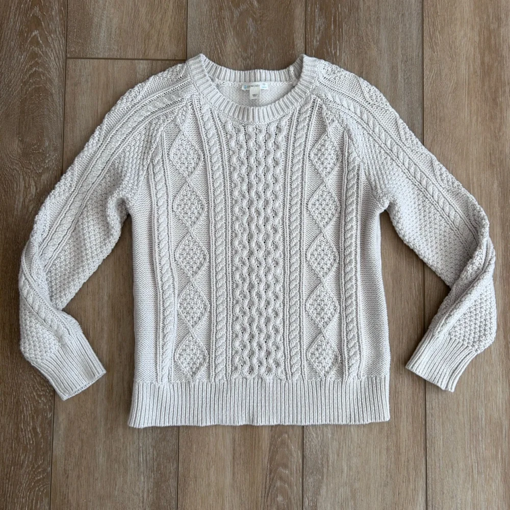 J. Crew Crewcuts Kids Ivory Cable Knit Sweater - Picture 2 of 7